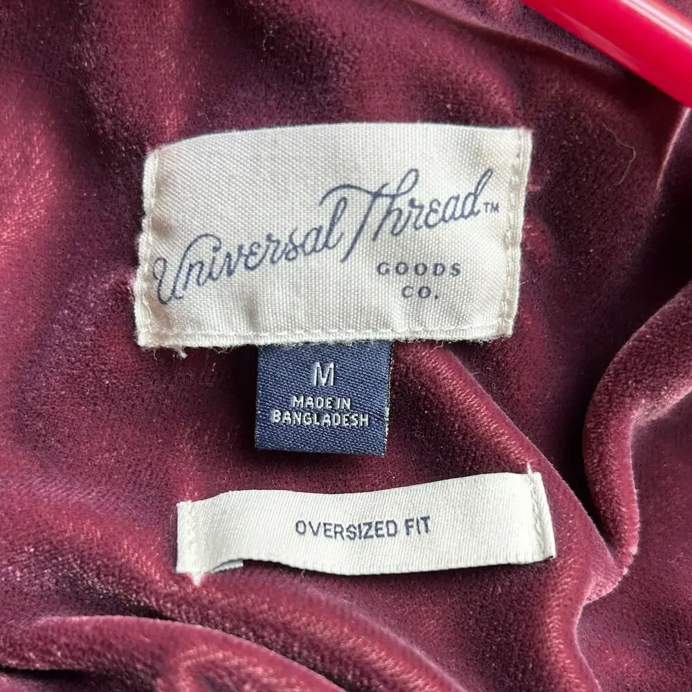 Universal Thread pink Velvet Oversized Button Up Shirt M - Picture 9 of 10